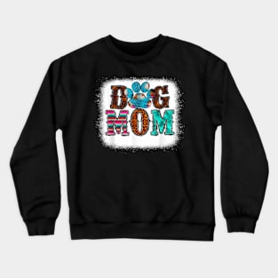 Women Tie Dye Leopard Dog Mama for Mom Mother's Day Dog love Crewneck Sweatshirt